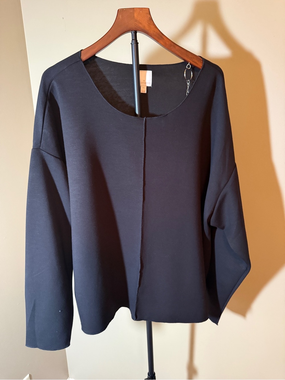 Sharon Young 3X Black Oversized Top Raw Seam Dolman Sleeve